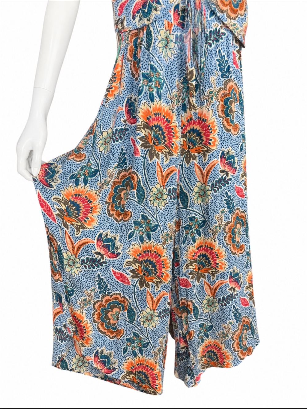 Angie Paisley Print V-Neck Wide-Leg Jumpsuit small - Picture 8 of 9